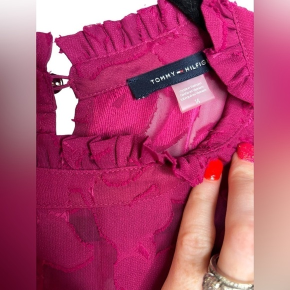 NWT Tommy Hilfiger Shift Chiffon Long Sleeve Mock Neck Dress Size 4 - Picture 4 of 11